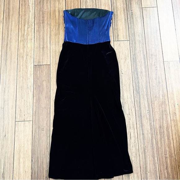 Vintage Jessica McClintock Gunne Sax Velvet Maxi Dress 10 Purple Black Gown - Picture 5 of 13